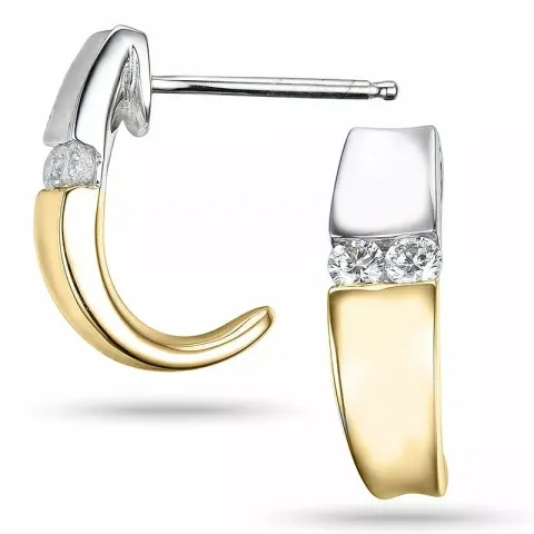hvide diamant halvcreoler i 14 karat guld og hvidguld med diamant