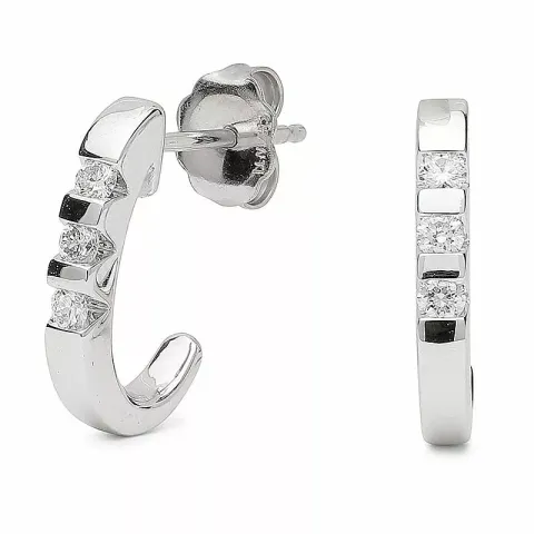 diamant halvcreoler i 14 karat hvidguld med diamant