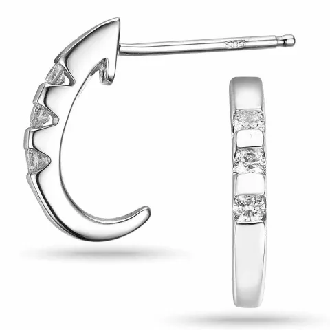 Hvidguld halvcreoler i 14 karat hvidguld med diamanter