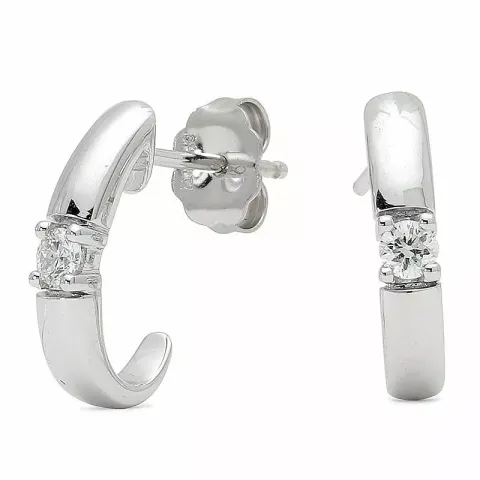 Hvide diamant halvcreoler i 14 karat hvidguld med diamanter