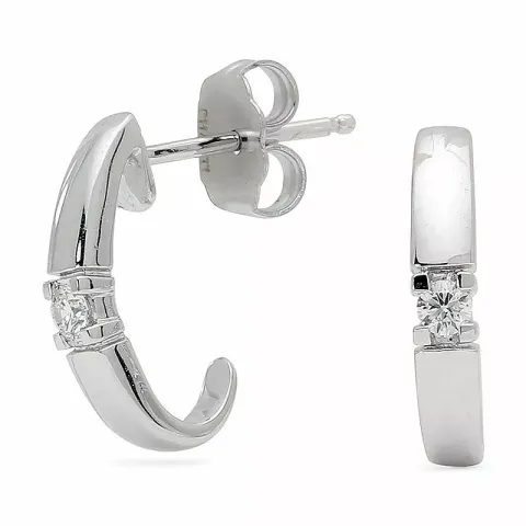 halvcreoler i 14 karat hvidguld med diamant