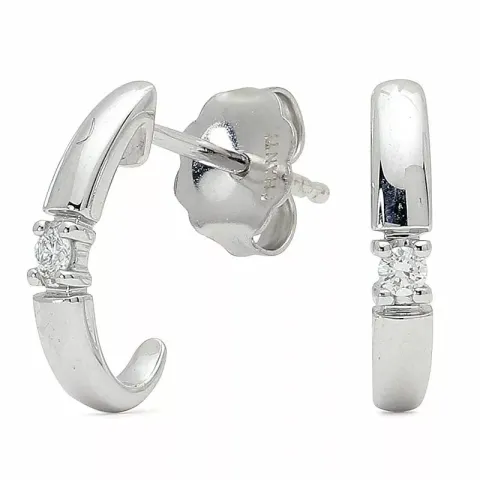 smykke halvcreoler i 14 karat hvidguld med diamant