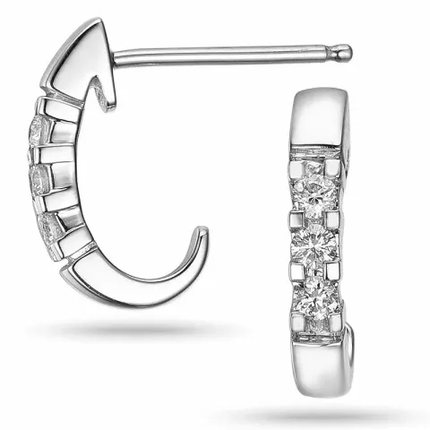 Diamant halvcreoler i 14 karat hvidguld med diamanter
