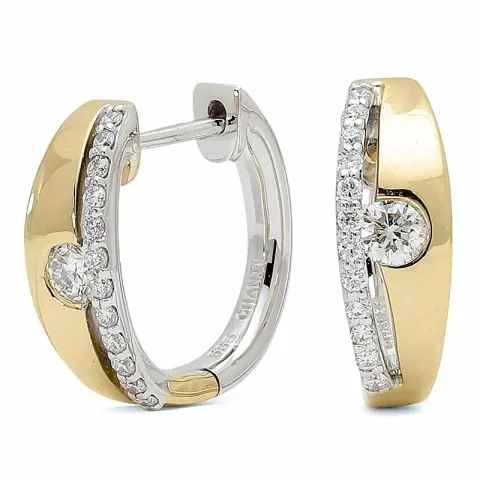 13 mm diamant creoler i 14 karat guld og hvidguld med diamant