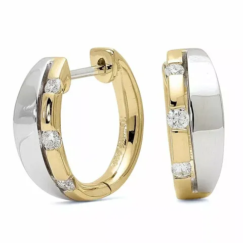 13 mm creoler i 14 karat guld og hvidguld med diamant