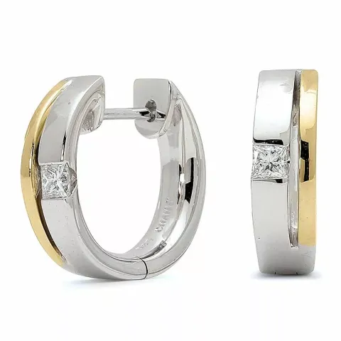 13 mm diamant creoler i 14 karat guld og hvidguld med diamant