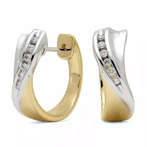 16 mm creoler i 14 karat guld og hvidguld med diamant