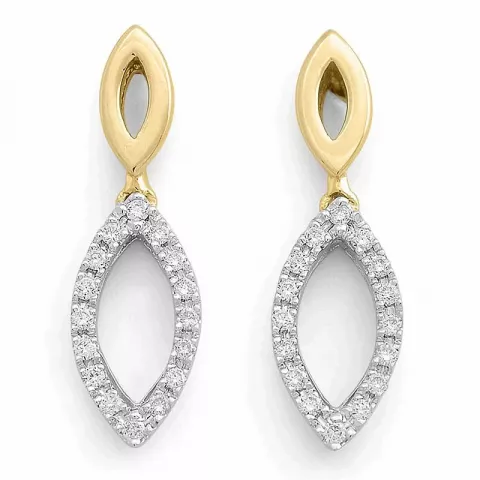 ovale diamantøreringe i 14 karat guld og hvidguld med diamant 
