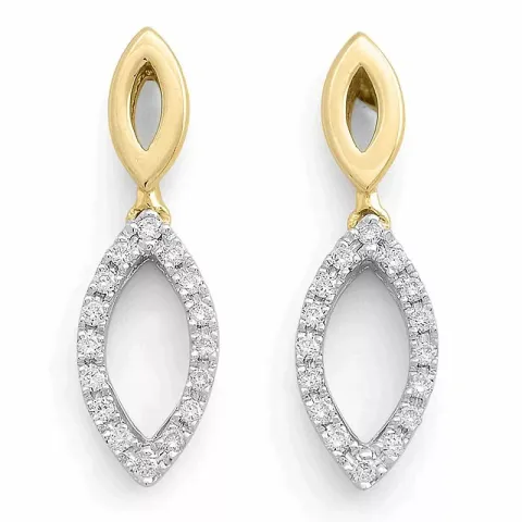 ovale diamantøreringe i 14 karat guld og hvidguld med diamant