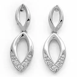 ovale brillantøreringe i 14 karat hvidguld med diamant 