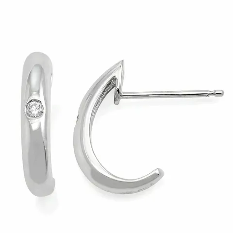 15 mm diamant halvcreoler i 14 karat hvidguld med diamanter
