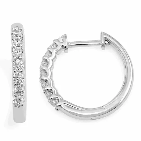 16 mm diamant creoler i 14 karat hvidguld med diamanter