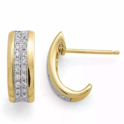 Diamant halvcreoler i 14 karat guld og hvidguld med diamanter