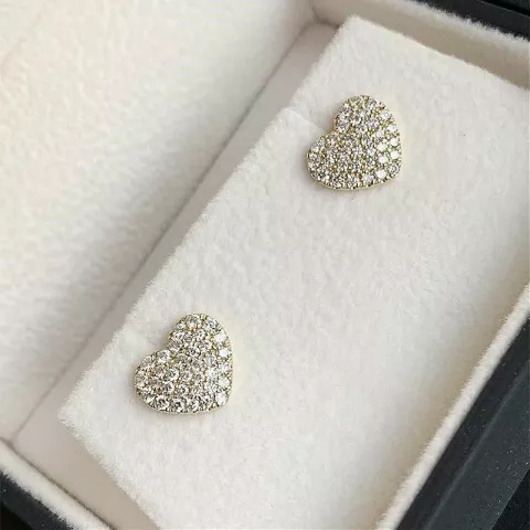 Hjerte diamantøreringe i 14 karat guld med diamanter 