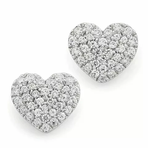 Hjerte diamantøreringe i 14 karat hvidguld med diamanter 