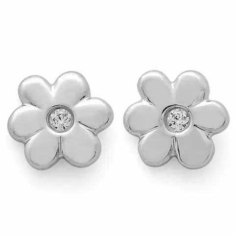 blomster diamantøreringe i 14 karat hvidguld med diamant