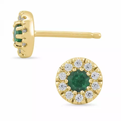 runde smaragd diamantøreringe i 14 karat guld med smaragd og diamant 