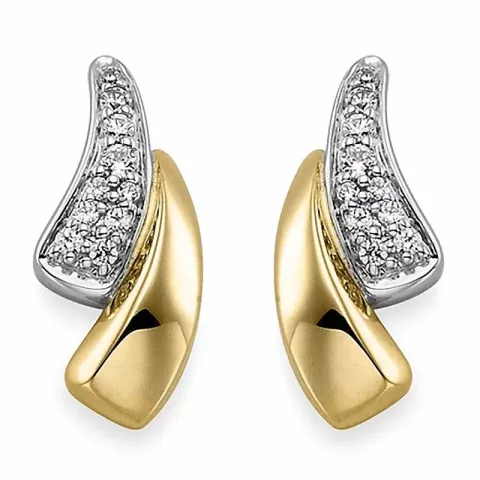Diamant øreringe i 14 karat guld og hvidguld med diamanter