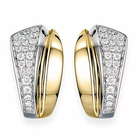 diamant creoler i 14 karat guld og hvidguld med diamant
