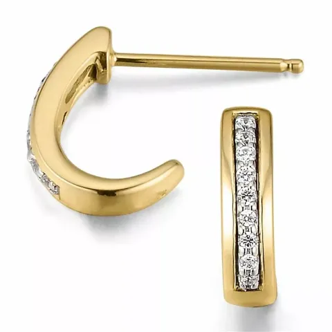 12 mm hvide diamant halvcreoler i 14 karat guld med diamanter