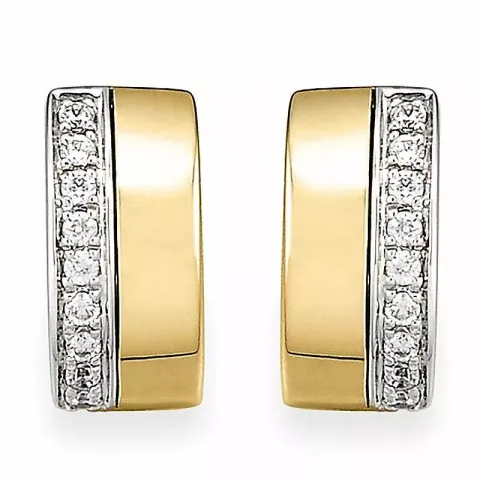 diamant halvcreoler i 14 karat guld og hvidguld med diamant