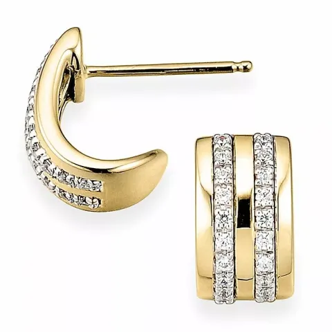 Diamant halvcreoler i 14 karat guld og hvidguld med diamanter