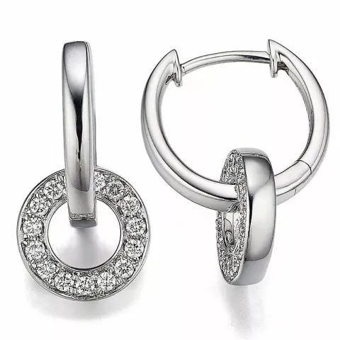 18 mm diamant creoler i 14 karat hvidguld med diamanter