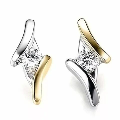 Diamant øreringe i 14 karat guld og hvidguld med diamanter