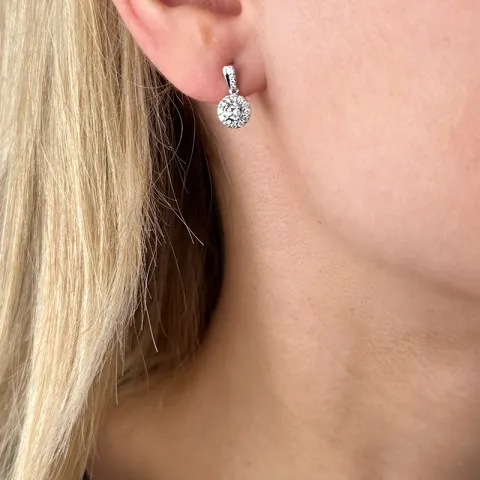 Ægte diamant ørestikker i 14 karat hvidguld med diamanter