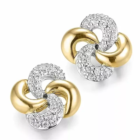 diamant ørestikker i 14 karat guld og hvidguld med diamant