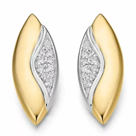 ovale diamant øreringe i 14 karat guld og hvidguld med diamant