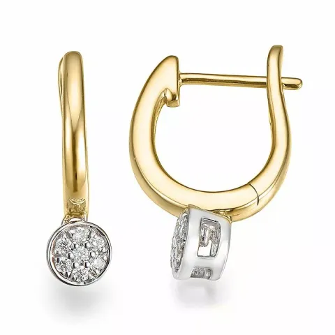 18 mm diamant creoler i 14 karat guld og hvidguld med diamant