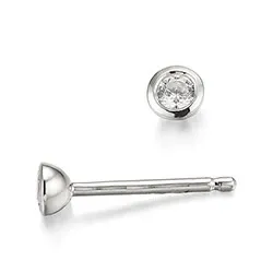 2 x 0,05 ct solitaireørestikker i 14 karat hvidguld med diamant