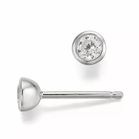 runde diamant solitaireørestikker i 14 karat hvidguld med diamant