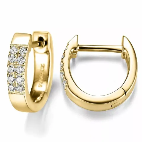 12 mm diamant creoler i 14 karat guld med diamant 