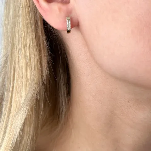 12 mm diamant creoler i 14 karat guld med diamant