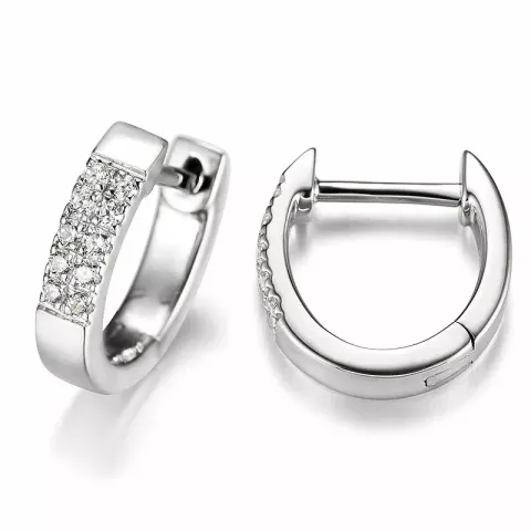12 mm diamant creoler i 14 karat hvidguld med diamanter