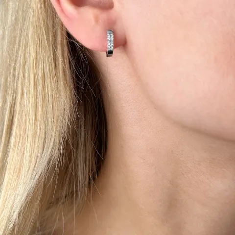 12 mm diamant creoler i 14 karat hvidguld med diamanter