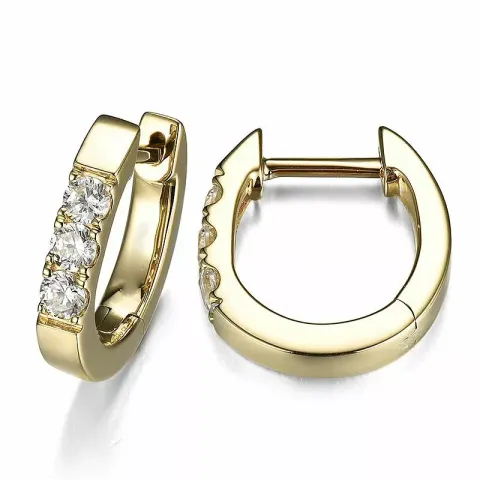 13 mm diamant creoler i 14 karat guld med diamant 