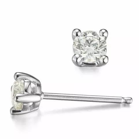 diamant solitaireørestikker i 14 karat hvidguld med diamant