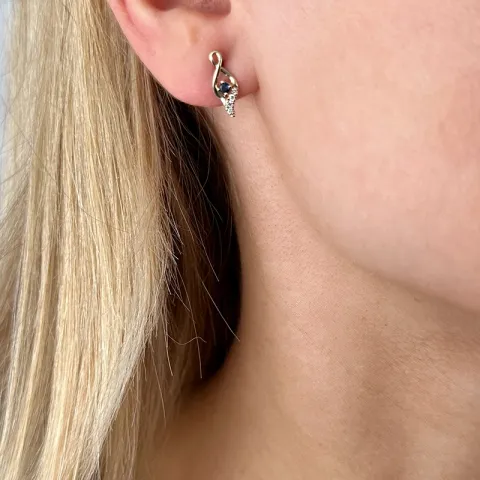 safir diamantøreringe i 14 karat guld med diamant og safir 