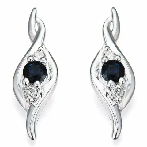 safir diamantøreringe i 14 karat hvidguld med diamant og safir 