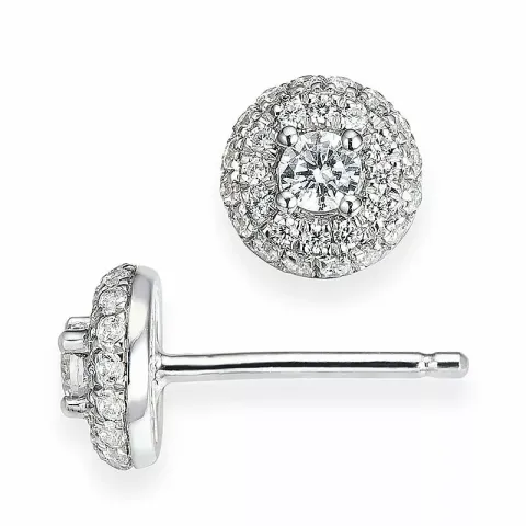 runde diamant ørestikker i 14 karat hvidguld med diamant og diamant