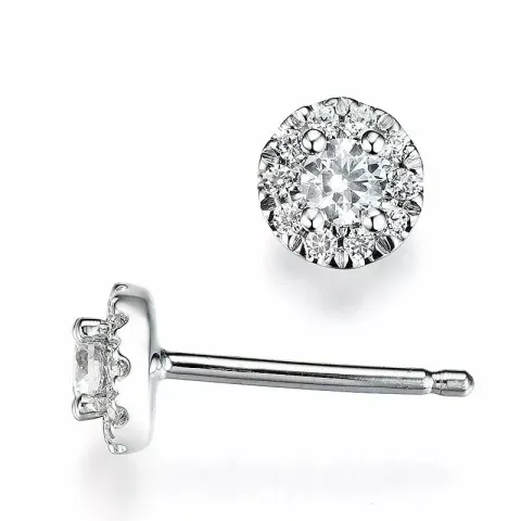 runde diamant øreringe i 14 karat hvidguld med diamant