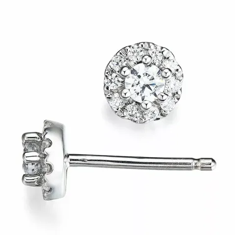 runde diamant ørestikker i 14 karat hvidguld med diamant og diamant