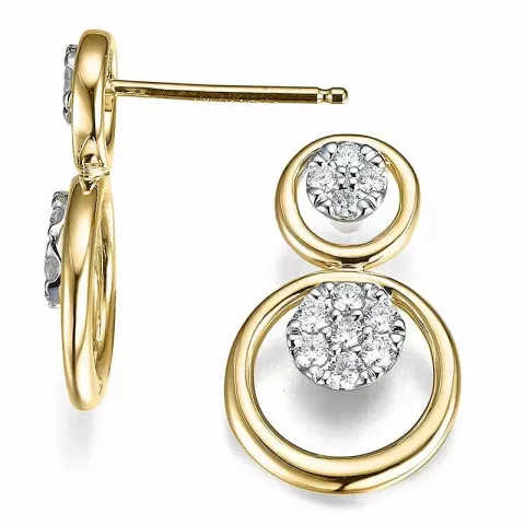 runde diamant øreringe i 14 karat guld og hvidguld med diamant 