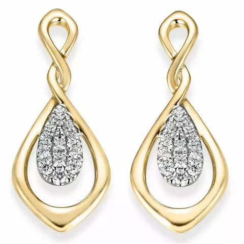dråbe diamant øreringe i 14 karat guld og hvidguld med diamant 