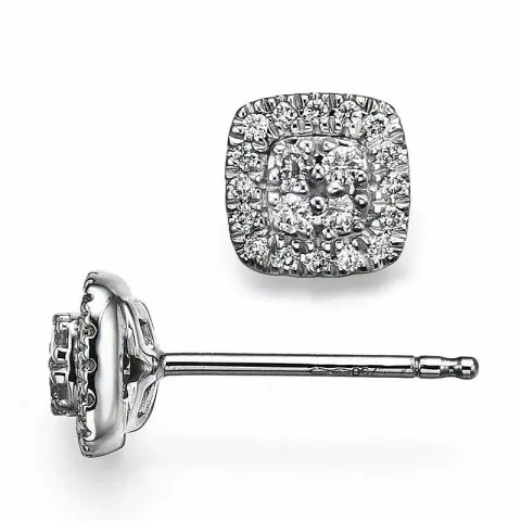firkantet brillantøreringe i 14 karat hvidguld med diamant