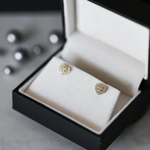 Hjerte diamantøreringe i 14 karat guld med diamanter
