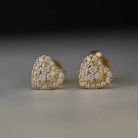 Hjerte diamantøreringe i 14 karat guld med diamanter